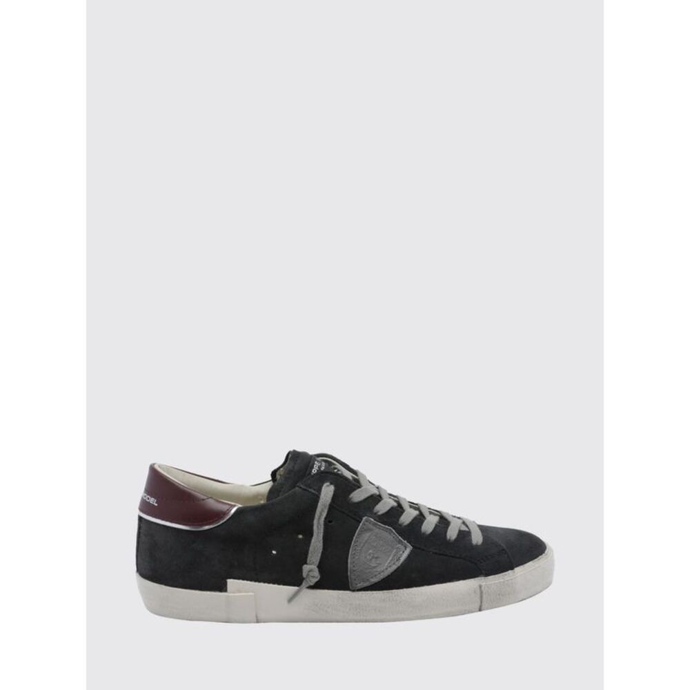Paris Leather Low-Top Sneakers Philippe Model With Worn Effect And Shield Logo